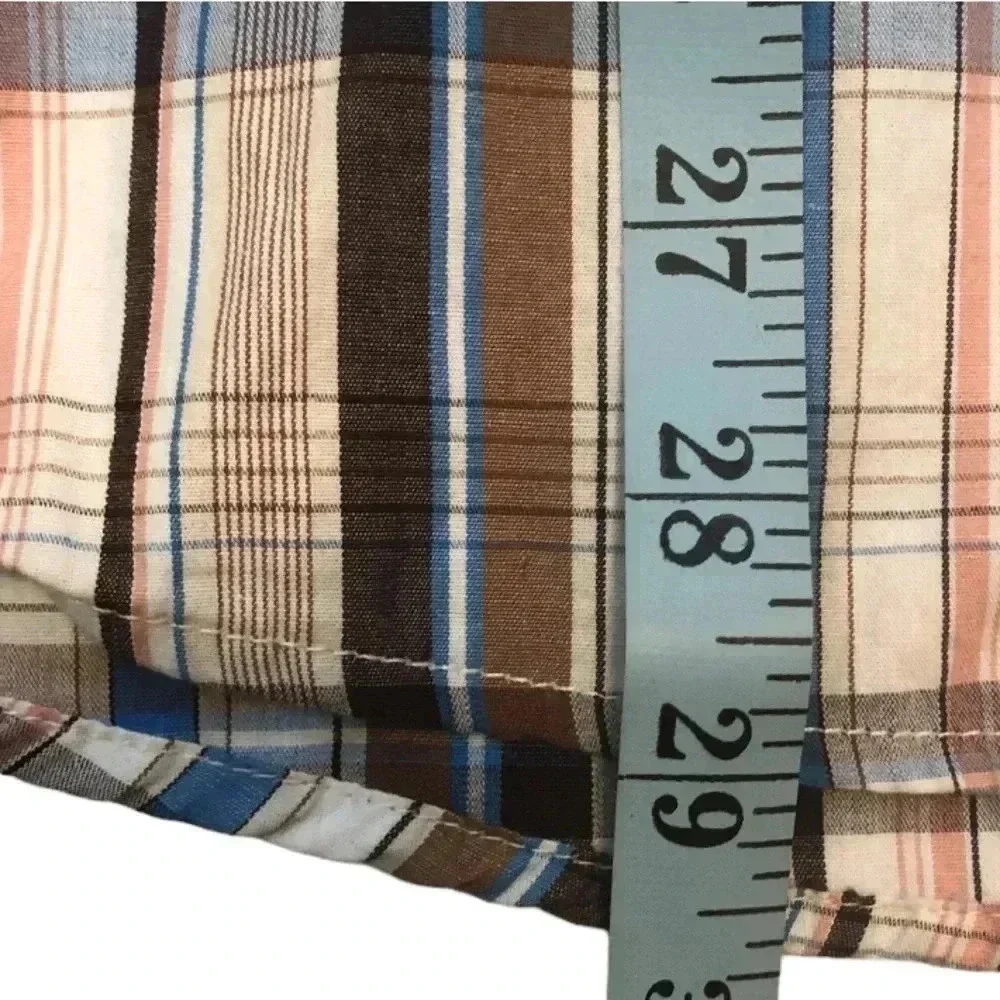 NWT Monarchy Brown Blue Plaid Men’s Long Sleeve Pearl Snap Front Shirt (M)